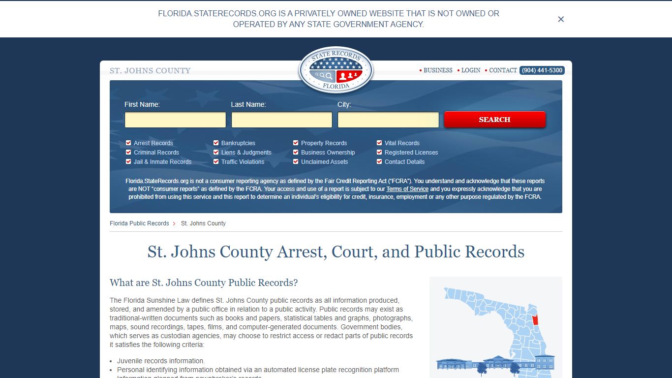 St. Johns County Arrest, Court, and Public Records