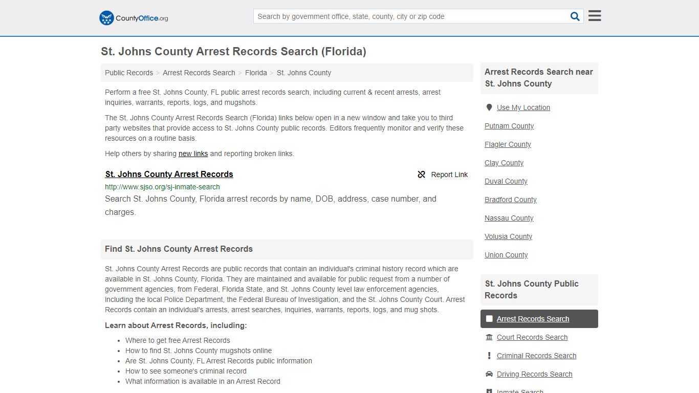 Arrest Records Search - St. Johns County, FL (Arrests ...